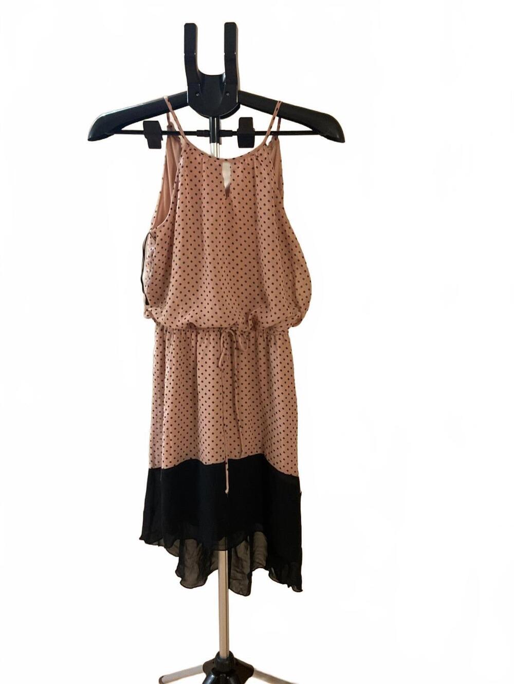 Sweet Storm pink and black polka dot high-low dress Size Medium